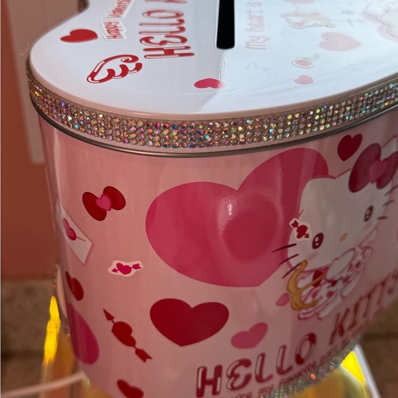 Hello Kitty Valentine Heart-Shaped Tin Box! Trimmed with beautiful rhinestones! - Picture 7 of 9